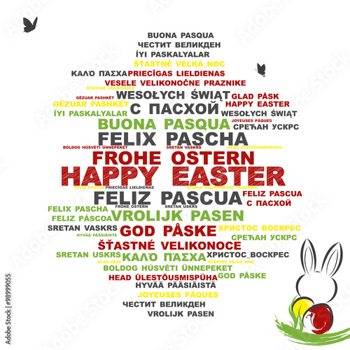 "Frohe Ostern" in verschiedenen Sprachen Stock-Vektorgrafik | Adobe Stock
