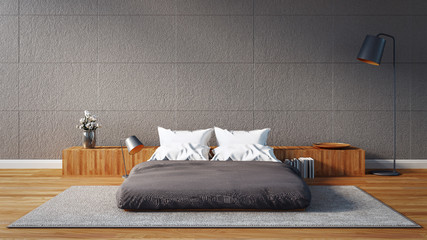 The Modern of Loft Bedroom / 3D render image