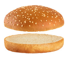 Burger Bread Isolated On White Background.
