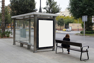 Wall Mural - Blank billboard in a bus stop