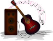 guitar on music sound and note music vector design