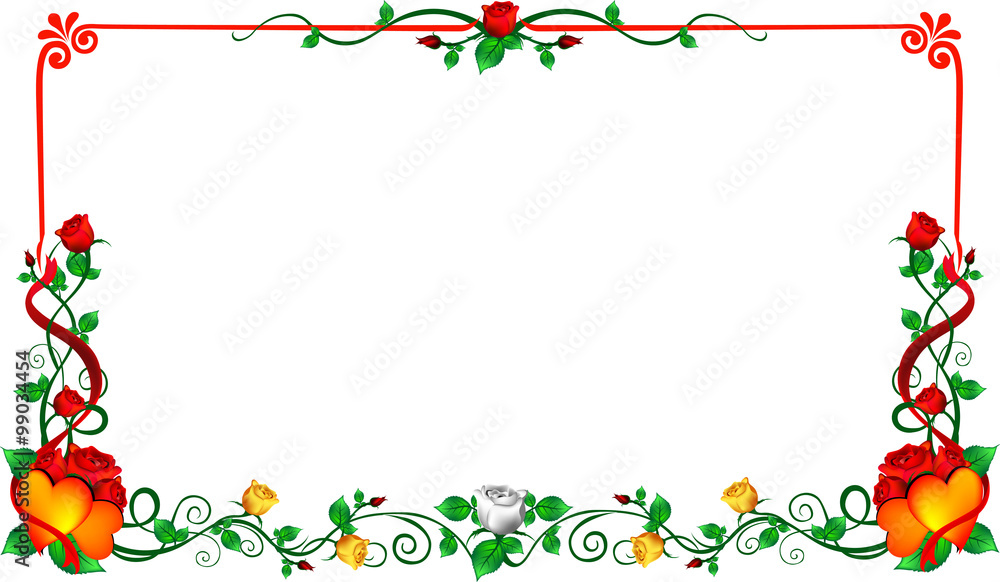 Vector red rose frame floral Stock Illustration | Adobe Stock