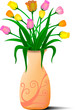 flower and leaf in vase vector design