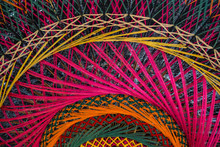 Texture Of Colorful Threads On Northern Thai Umbrella For Abstar
