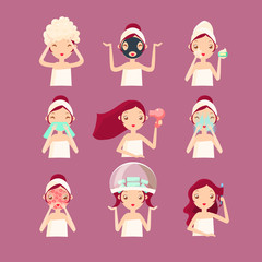 Sticker - Women in Beaty Saloon. Vector Illustration