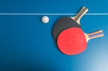 Ping Pong Or Table Tennis Background With Rackets