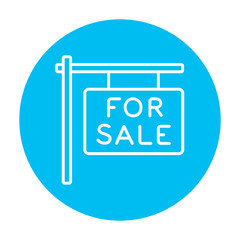 Sticker - For sale placard line icon.