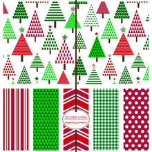 Christmas Tree Seamless Pattern. Geometric Shapes Create Quirky Holiday Trees For Gift Wrap, Backgrounds, Borders, Textiles, Scrapbook Paper And More. 