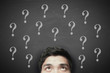 © christianchan - Thinking man with question mark on blackboard