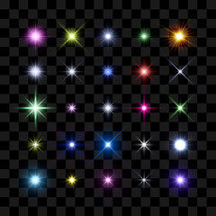 Poster - Color starburst, stars and sparkles glowing burst