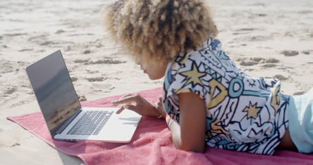 Wall Mural - Young Girl Using Computer