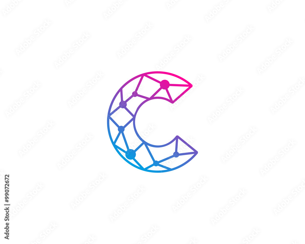 Connect Line Letter C Logo Design Template Element Stock Vector | Adobe ...