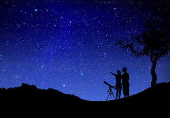 Wall Mural - telescope watching the wilky way