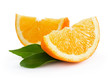 Two Slices of Orange with leaves