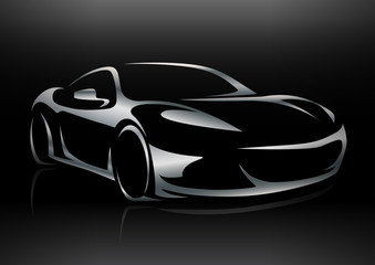 Concept Sportscar Vehicle Silhouette. Vector illustration.