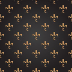 Wall Mural - Fleur de lis seamless vector pattern. French vintage stylized lily luxury symbol