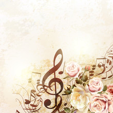 Fashion Vector Background With Roses In Vintage Style