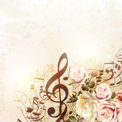 Poster - Fashion vector background with roses in vintage style