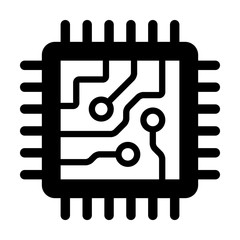 Computer chip circuit board flat icon for apps and websites