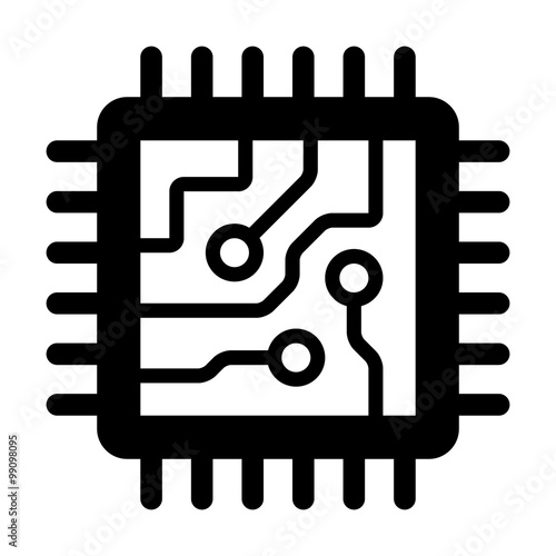 Fotografie, Obraz Computer chip circuit board flat icon for apps and websites