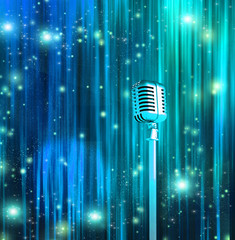 Classic Microphone with Colorful Curtains