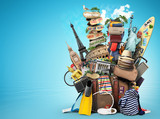 Fototapeta Mapy - Luggage, goods for holidays, leisure and travel