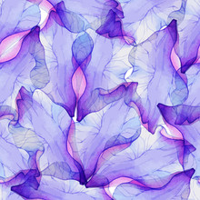 Watercolor Seamless Pattern With Purple Flower Petal