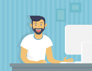 Wall Mural - guy with computer
