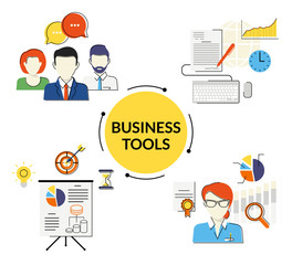 Wall Mural - Business tools illustrations set