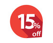 15 percent discount off red circle