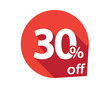 30 percent discount off red circle