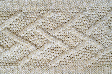  Texture of a knitted beige textile
