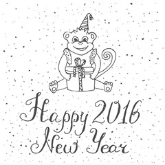 Wall Mural - Hand drawn calligraphy sign 2016 year  Happy New Year decoration vector element, Perfect design for a Xmas card, holiday concept, typography poster