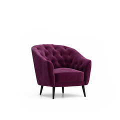 Isolated red velvet armchair