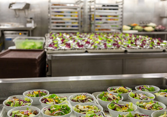 Salad Preparation Area in Commercial Kitchen