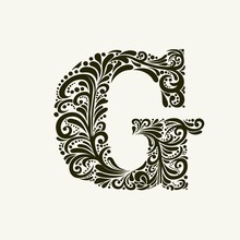 Elegant Capital Letter G In The Style Of The Baroque. To Use Monograms, Logos, Emblems And Initials.