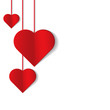 © Kena Siilike - Romantic background with hanging red hearts. Vector illustration.