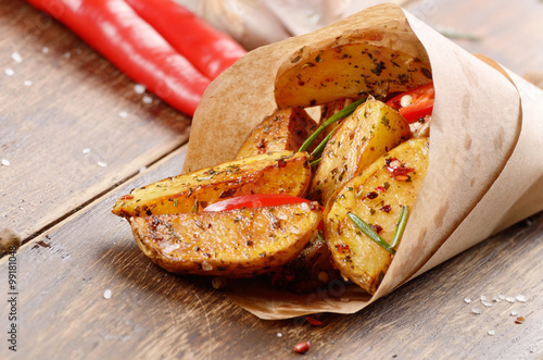 Naklejka - mata magnetyczna na lodówkę Boiled and baked potato in paper