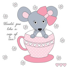 Cup And Mouse Vector Illustration