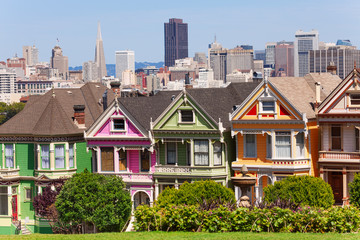 Wall Mural - Painted ladies from Alamo square and SF skyline