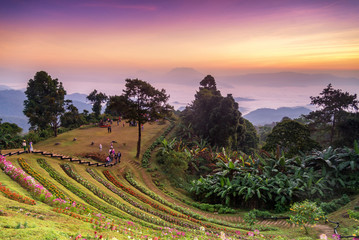 Wall Mural - A beautiful sunrise at viewpoint of huay nam dung national park