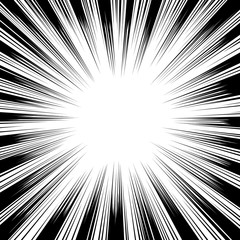 Wall Mural - comic book black and white radial lines background square fight