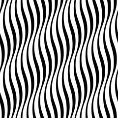 Wall Mural - Wavy stripes seamless pattern 3D. Abstract fashion volume texture. Geometric monochrome template. Graphic style for wallpaper, wrapping, fabric, background design, apparel, print production. Vector