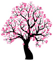 Poster - Silhouette of blooming tree theme 1