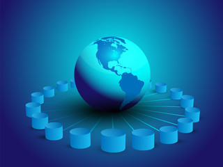 Wall Mural - Vector illustration of database integration, different databases connecting globally