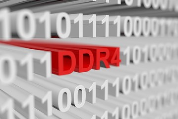 DDR4 is represented as a binary code with blurred background