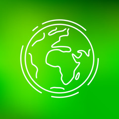 Wall Mural - Planet earth icon. Planet earth sign. Planet earth symbol. Thin line icon on green background. Vector illustration.