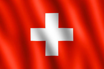 Wall Mural - Flag of Switzerland waving in the wind