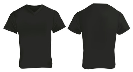 Black V-Neck Shirt Design Template