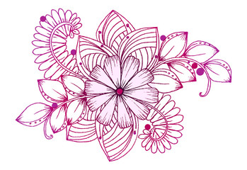 Wall Mural - Vector vintage hand drawing  flowers